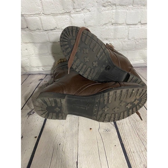 Crown Vintage brown leather combat boots size 10M - Picture 5 of 5